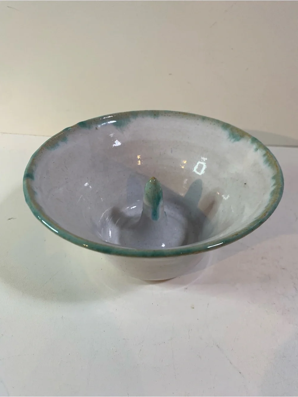A.R. Britt Pottery Green Drip Glaze Juicer Apple Baker Handmade North Carolina